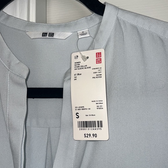 Uniqlo Stand Collar 3/4 Sleeve Blouse - Picture 3 of 3